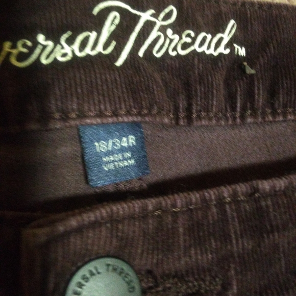 Brown corduroy Universal Thread size 18/34R stretchy - Picture 5 of 7